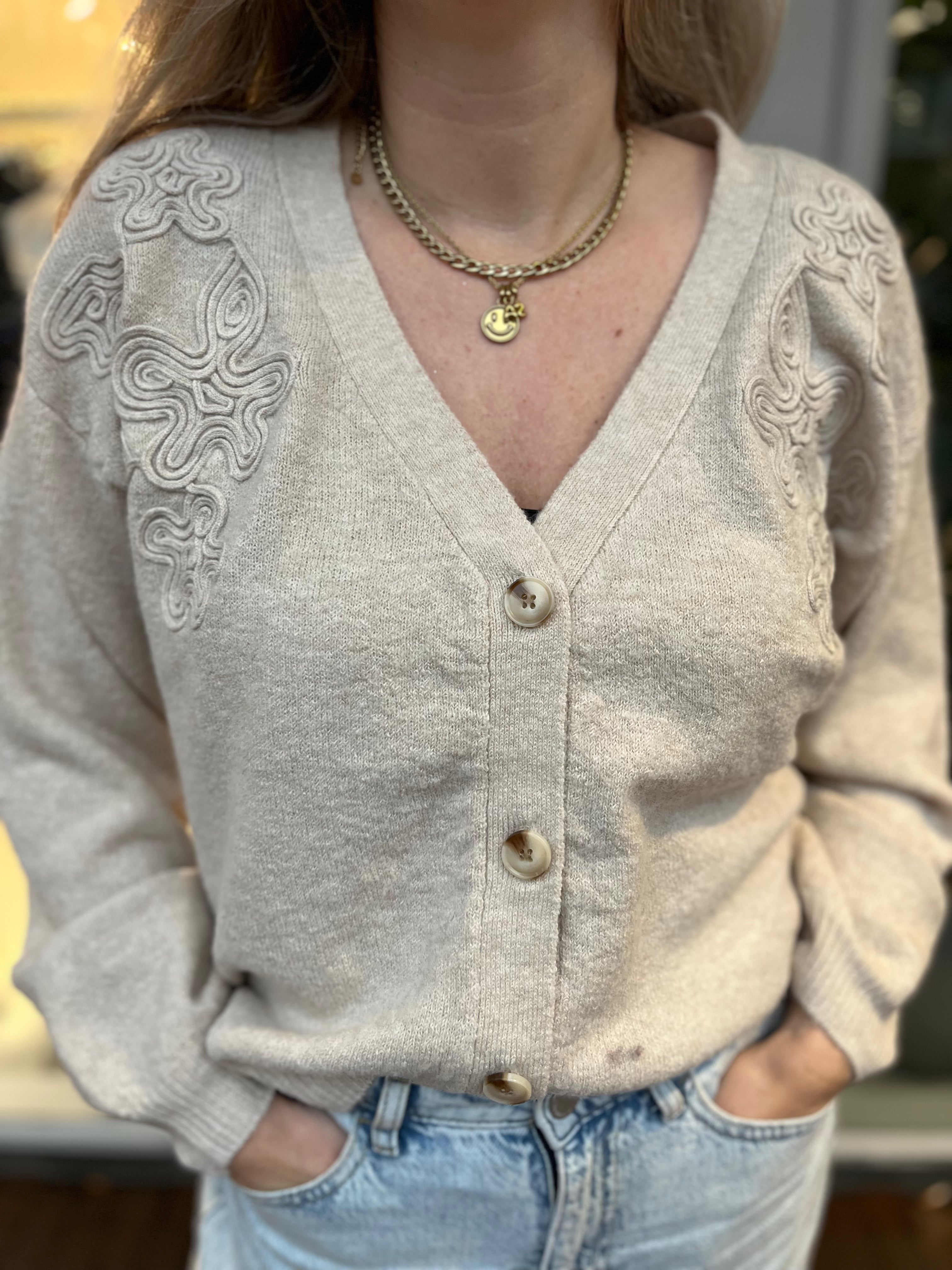 VISEBORA Knit Cardigan - Feather Gray